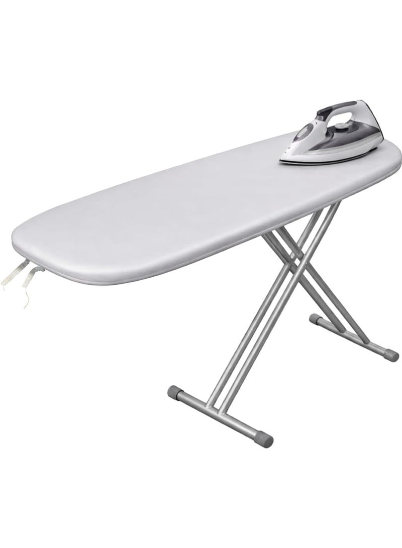 غطاء لوح كيّ مبطن، سطح مخيط، طبقة عاكسة للحرارة، حافة مرنة، تصميم متين قابل للغسل، يعزز كفاءة الكيّ، نتائج ناعمة، للاستخدام المنزلي، 140 × 50 سم، فضي - Image 3